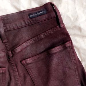 Citizens of Humanity Burgundy Wax Coated Jeans